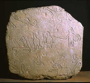 Funeral stela with hunting and battle scenes, Novilara